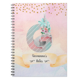 Cuaderno Letra monograma G Chica de conejito somnoliento