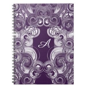 Cuaderno Letra monograma inicial Resumen Rollo púrpura