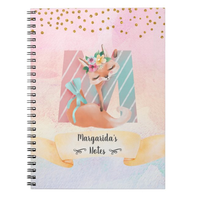 Cuaderno Letra monograma M Baby Fox Chica Diary (Frente)