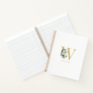 Cuaderno Letra monograma nombre inicial floral