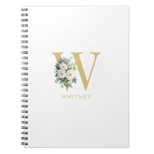Cuaderno Letra monograma nombre inicial floral