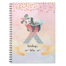 Cuaderno Letra monograma X bebé panda Chica diario