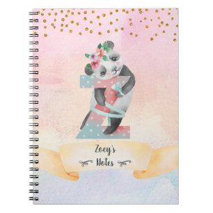 Cuaderno Letra monograma Z bebé panda Chica diario