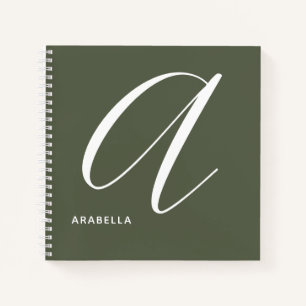 Cuaderno Letra monogramada artísticamente A Chive Green