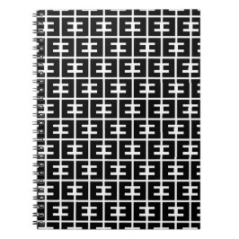 Cuaderno Letra negrita blanca y negra e alfabeto patrón E