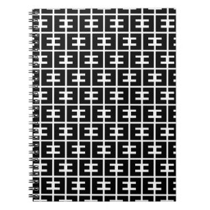 Cuaderno Letra negrita blanca y negra e alfabeto patrón E