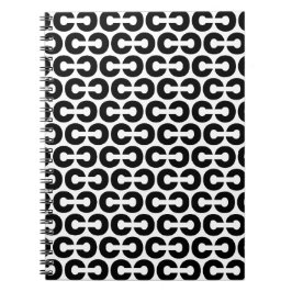 Cuaderno Letra negrita blanca y negra letra C patrón alfabe