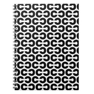 Cuaderno Letra negrita blanca y negra letra C patrón alfabe