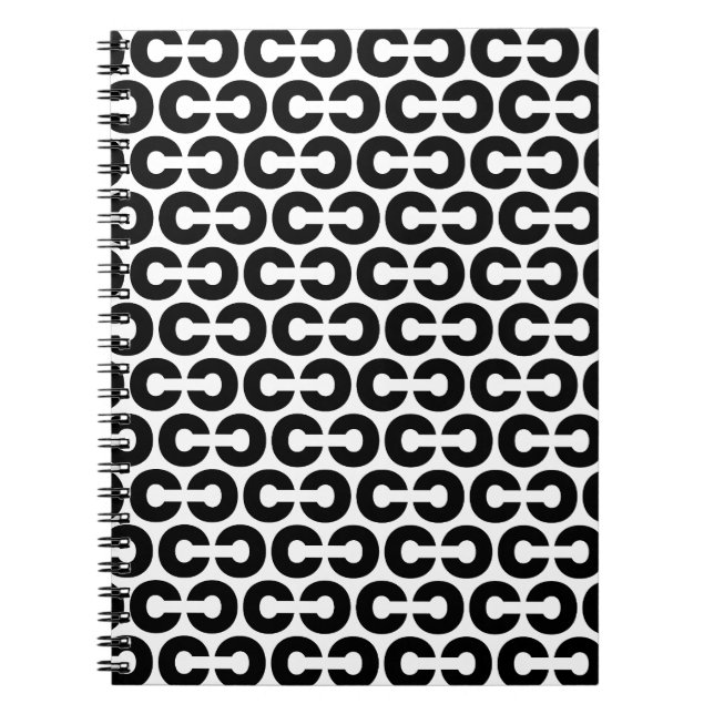 Cuaderno Letra negrita blanca y negra letra C patrón alfabe (Frente)