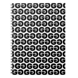 Cuaderno Letra negrita blanca y negra letra G patrón alfabe