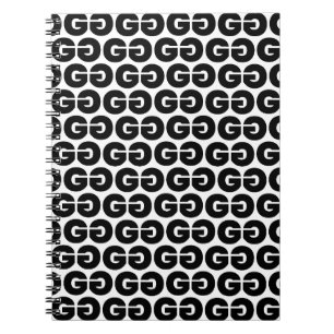 Cuaderno Letra negrita blanca y negra letra G patrón alfabe