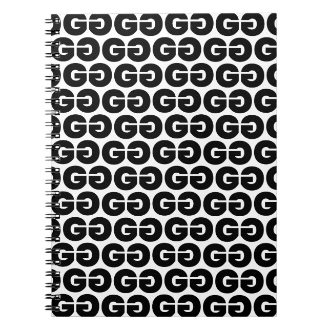Cuaderno Letra negrita blanca y negra letra G patrón alfabe (Frente)