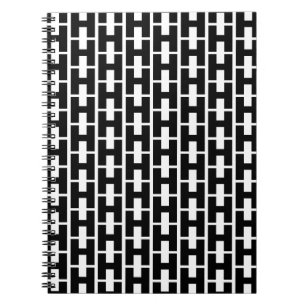 Cuaderno Letra negrita blanca y negra letra H patrón alfabe