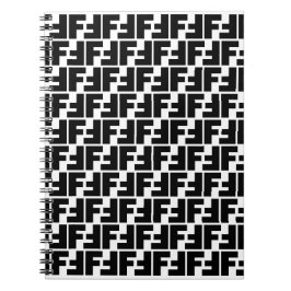 Cuaderno Letra negrita negra y blanca F patrón alfabeto