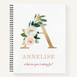 Cuaderno Letra oro monográfica a | Floral Motto o presupues