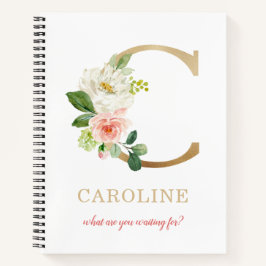 Cuaderno Letra oro monográfica C | Floral Motto o presupues