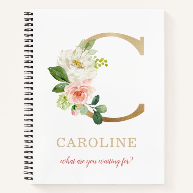 Cuaderno Letra oro monográfica C | Floral Motto o presupues (Anverso)