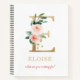 Cuaderno Letra oro monográfica E | Floral Motto o presupues