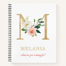 Cuaderno Letra oro monográfica M | Floral Motto o presupues