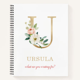 Cuaderno Letra oro monográfica U | Floral Motto o presupues