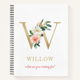 Cuaderno Letra oro monográfica W | Floral Motto o presupues
