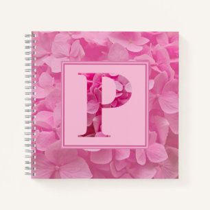 Cuaderno Letra rosa de alfabeto floral para bloc de notas "
