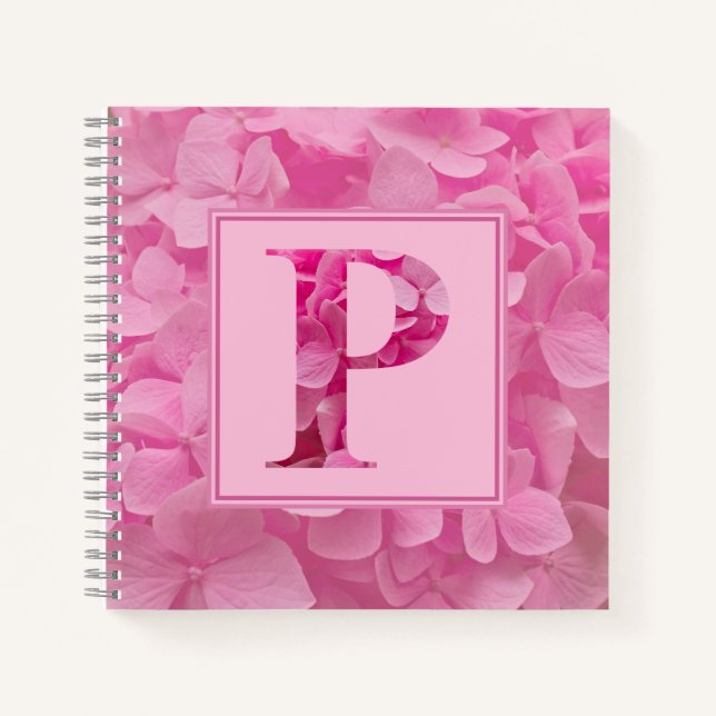 Cuaderno Letra rosa de alfabeto floral para bloc de notas " (Anverso)