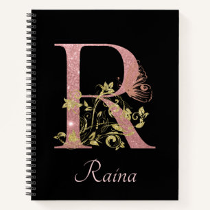 Cuaderno Letra rosa Purpurina brillante R Bullet Journal