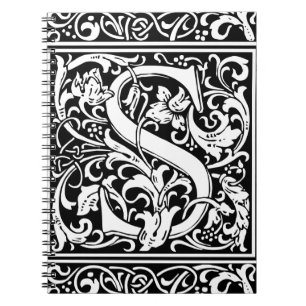 Cuaderno Letra S Monograma medieval Art Nouveau