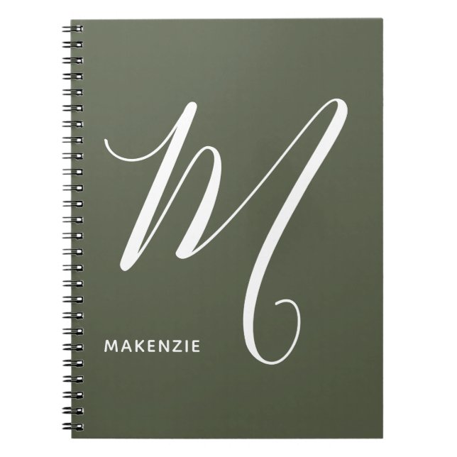 Cuaderno Letra simple manuscrita monogramada M Chive verde (Frente)