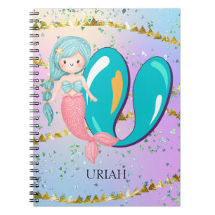 Cuaderno Letra U Monograma Acuarela Cute Cristales De Siren