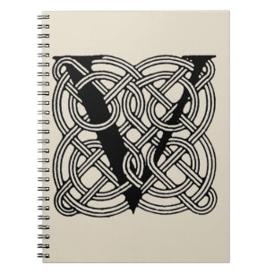 Cuaderno Letra V Monograma Impresión Vintage Nudo Celta