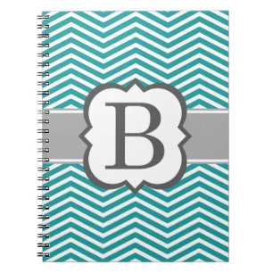 Cuaderno Letra Verde azulada monograma blanco B chevron