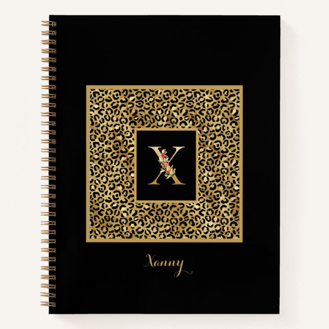 Cuaderno Letra X de monograma personalizado Modern Leopard  (Anverso)