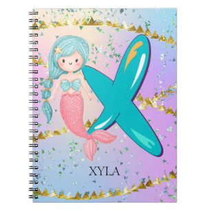 Cuaderno Letra X Monograma Acuarela Cuta Cristales De Siren