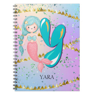 Cuaderno Letra Y Monograma Acuarela Cuta Nursera De Sirena