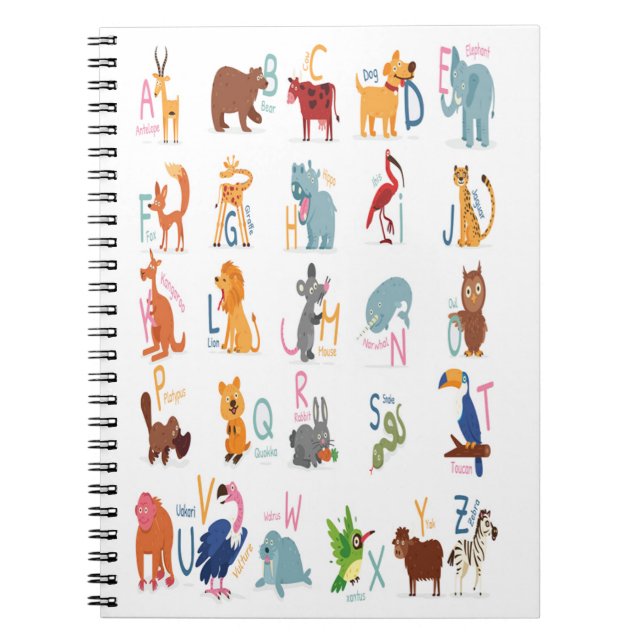 Cuaderno letras alfabeto animales para profesor de niños (Frente)