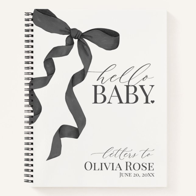 Cuaderno Letras Baby Shower Chica de regalo de Black Coquet (Anverso)