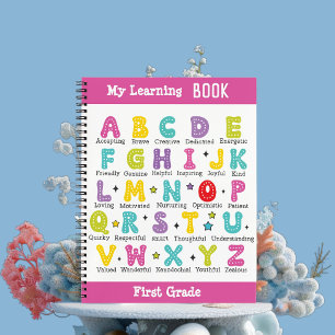 Cuaderno Letras coloreadas con el nombre personalizado de M