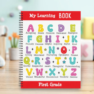 Cuaderno Letras coloreadas con el nombre personalizado de M