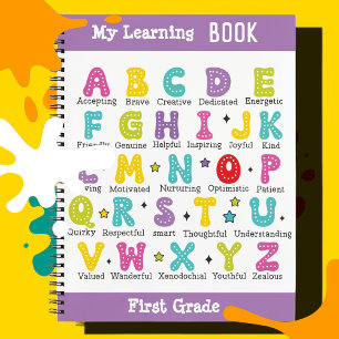 Cuaderno Letras coloreadas con el nombre personalizado de M