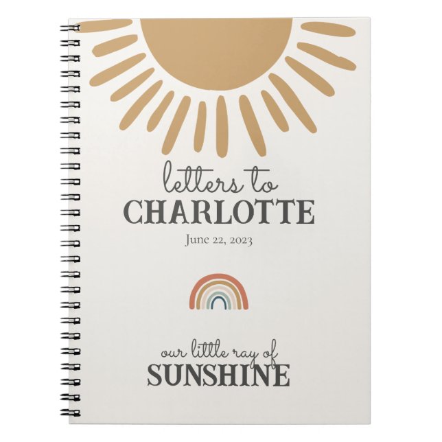 Cuaderno letras de boho sunshine a mi hija baby book (Frente)
