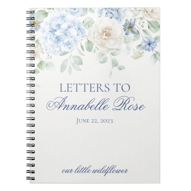 Cuaderno Letras de cumpleaños de Hortensia Floral Azul (Frente)