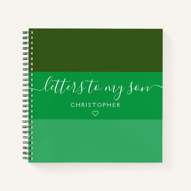 Cuaderno Letras de franja verde a mi hijo Keepsake Journal (Anverso)