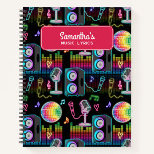 Cuaderno Letras de Música de Canto de Brillo de Karaoke