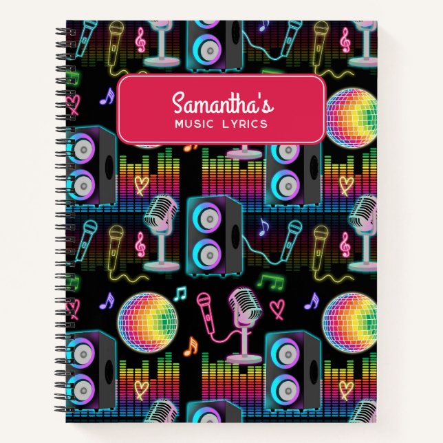 Cuaderno Letras de Música de Canto de Brillo de Karaoke (Anverso)