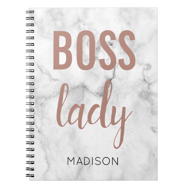 Cuaderno Letras de oro en Rosa de monograma | Marble Boser  (Frente)