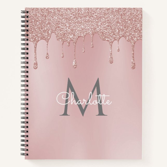 Cuaderno Letras Elegantes de Niña con Brillo Rosa (Anverso)