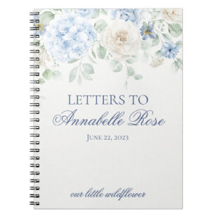 Cuaderno Letras Florales Azules de Hortensia para Carta de 