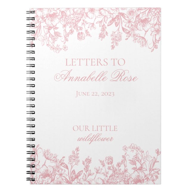 Cuaderno Letras Florales Chinoiserie Rosa para Cumpleañera (Frente)